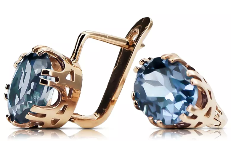 Σκουλαρίκια Vintage Aquamarine από ροζ χρυσό 14 καρατίων vec016r